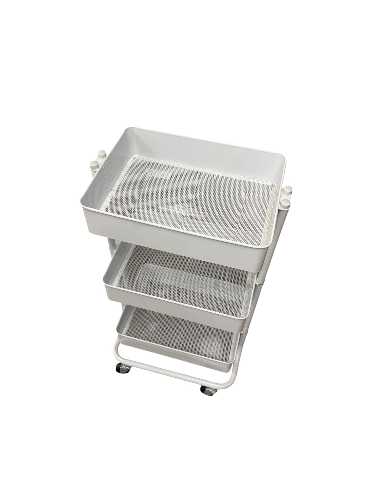 3 tier white metal utility cart.
