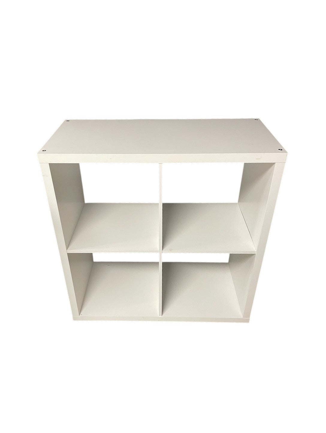IKEA white storage shelving unit.