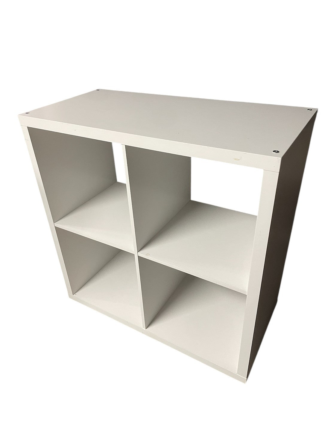 IKEA white storage shelving unit.