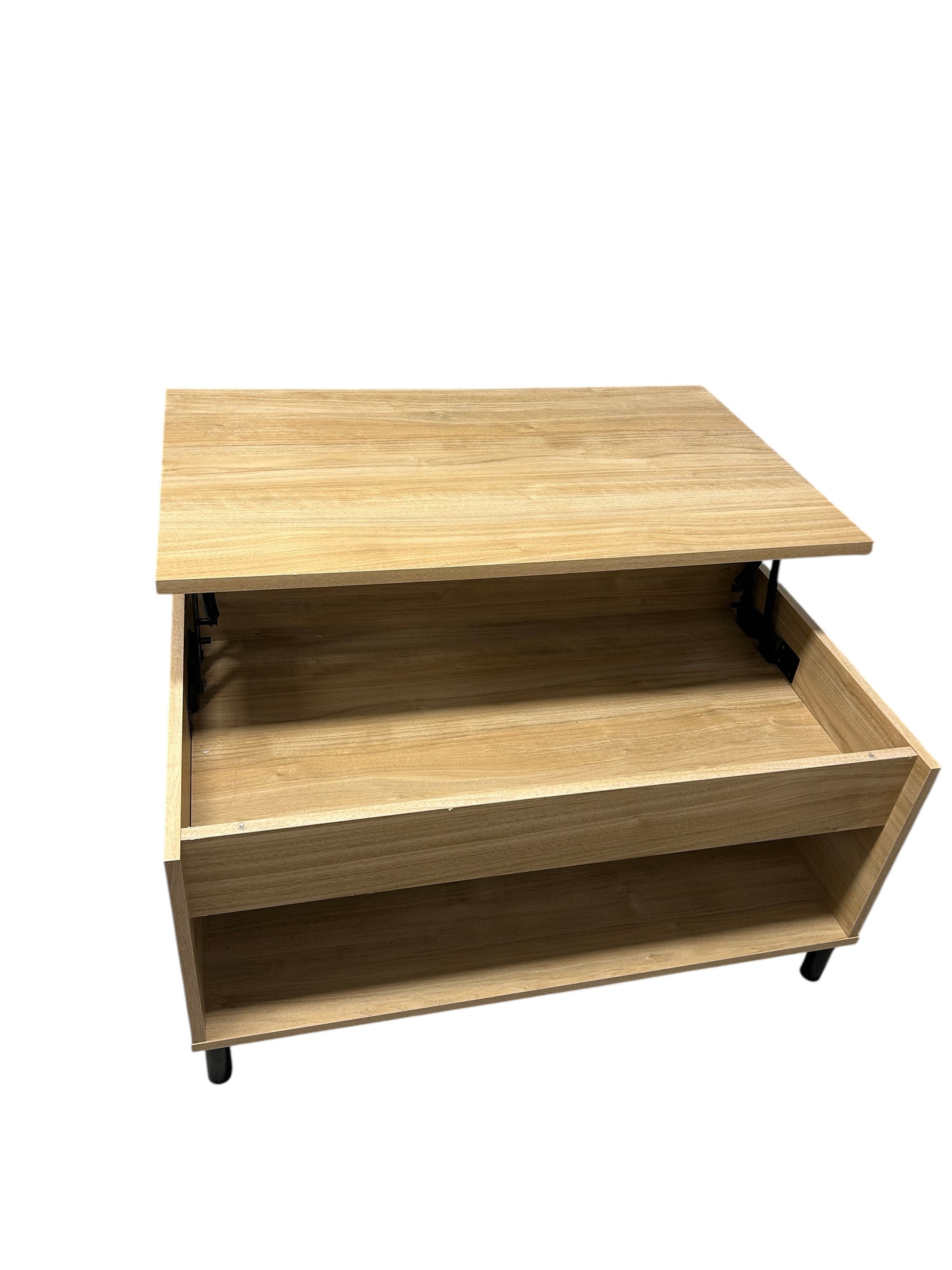 Target wooden coffee table with lift top and storage.