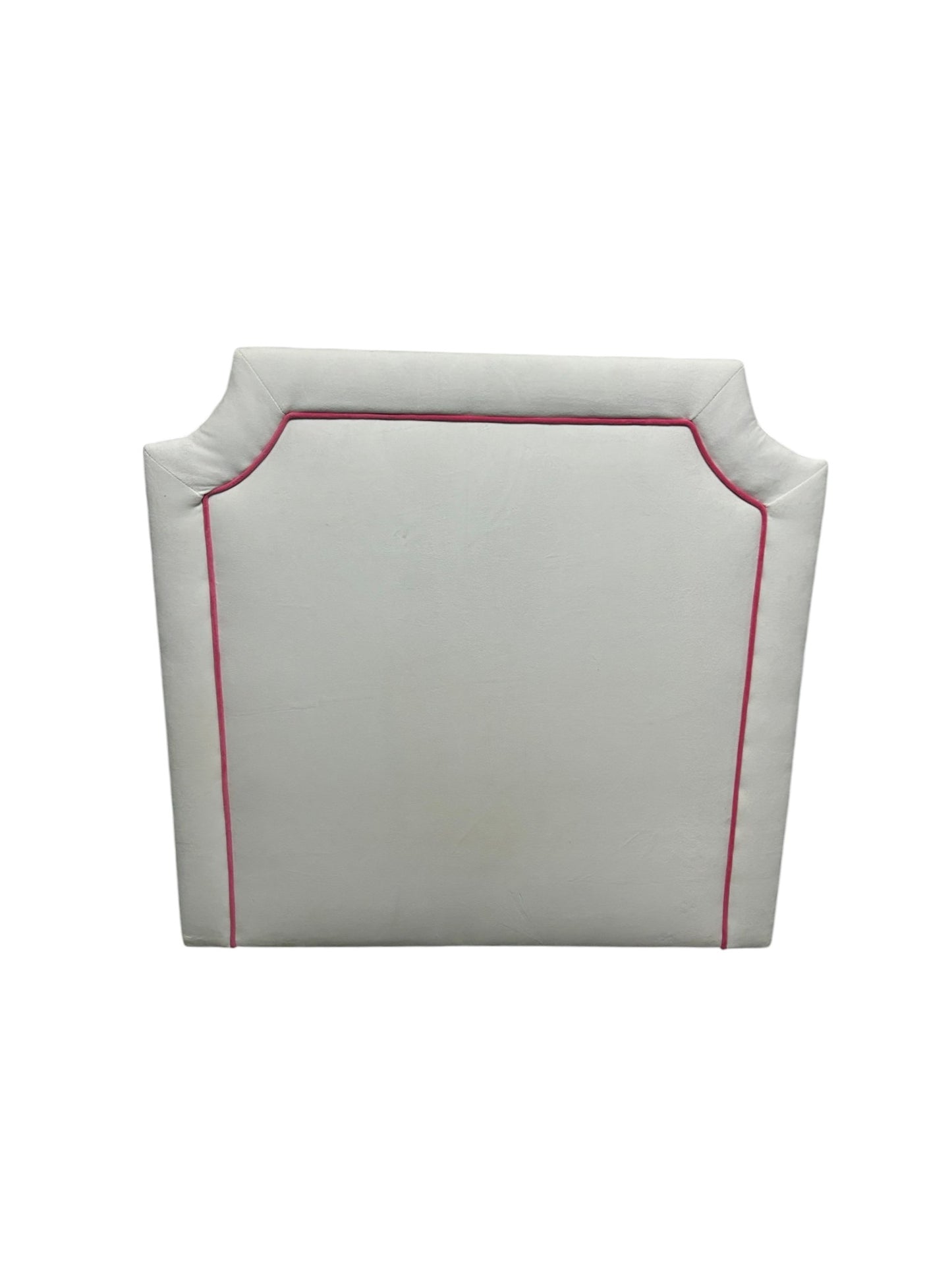 White Dorm Decor twin headboard with hot pink piping.