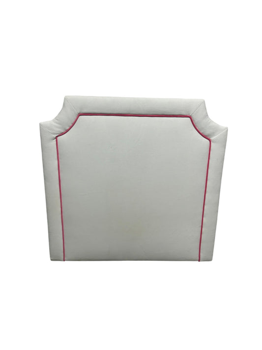 White Dorm Decor twin headboard with hot pink piping.