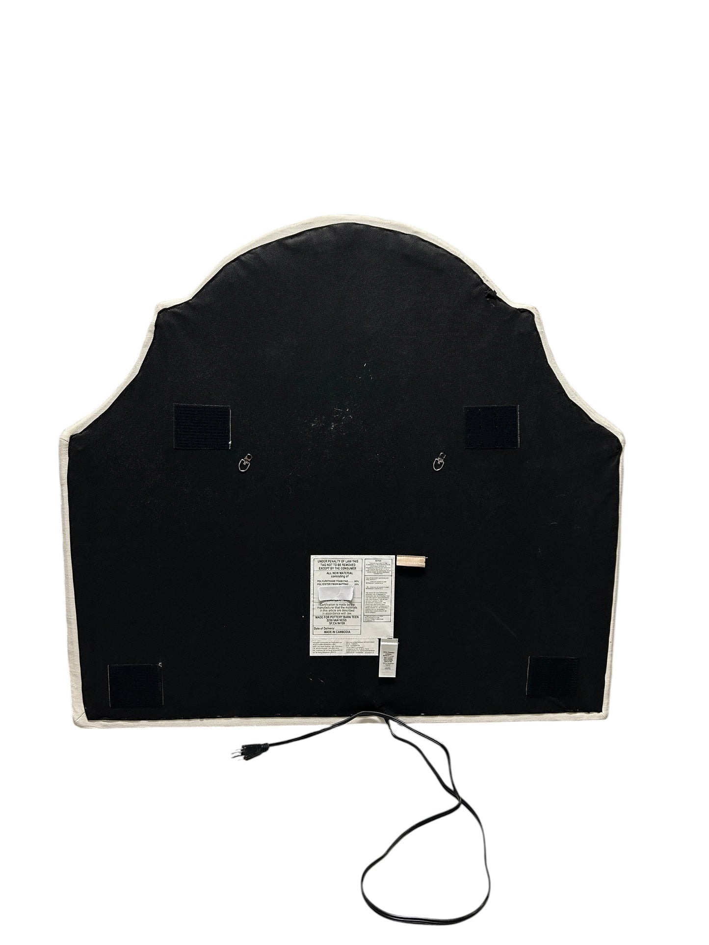Pottery Barn Teen cream twin headboard with charging port.
