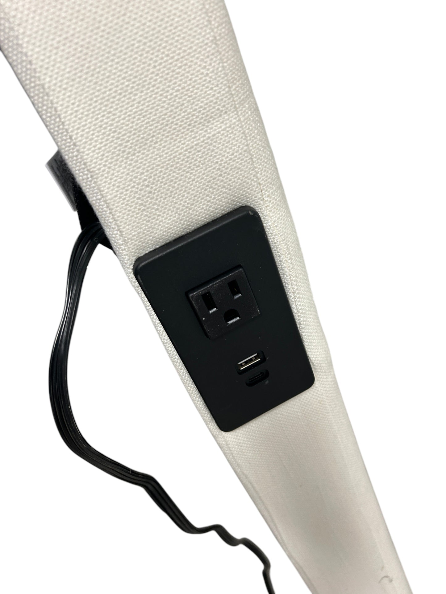 Pottery Barn Teen cream twin headboard with charging port.
