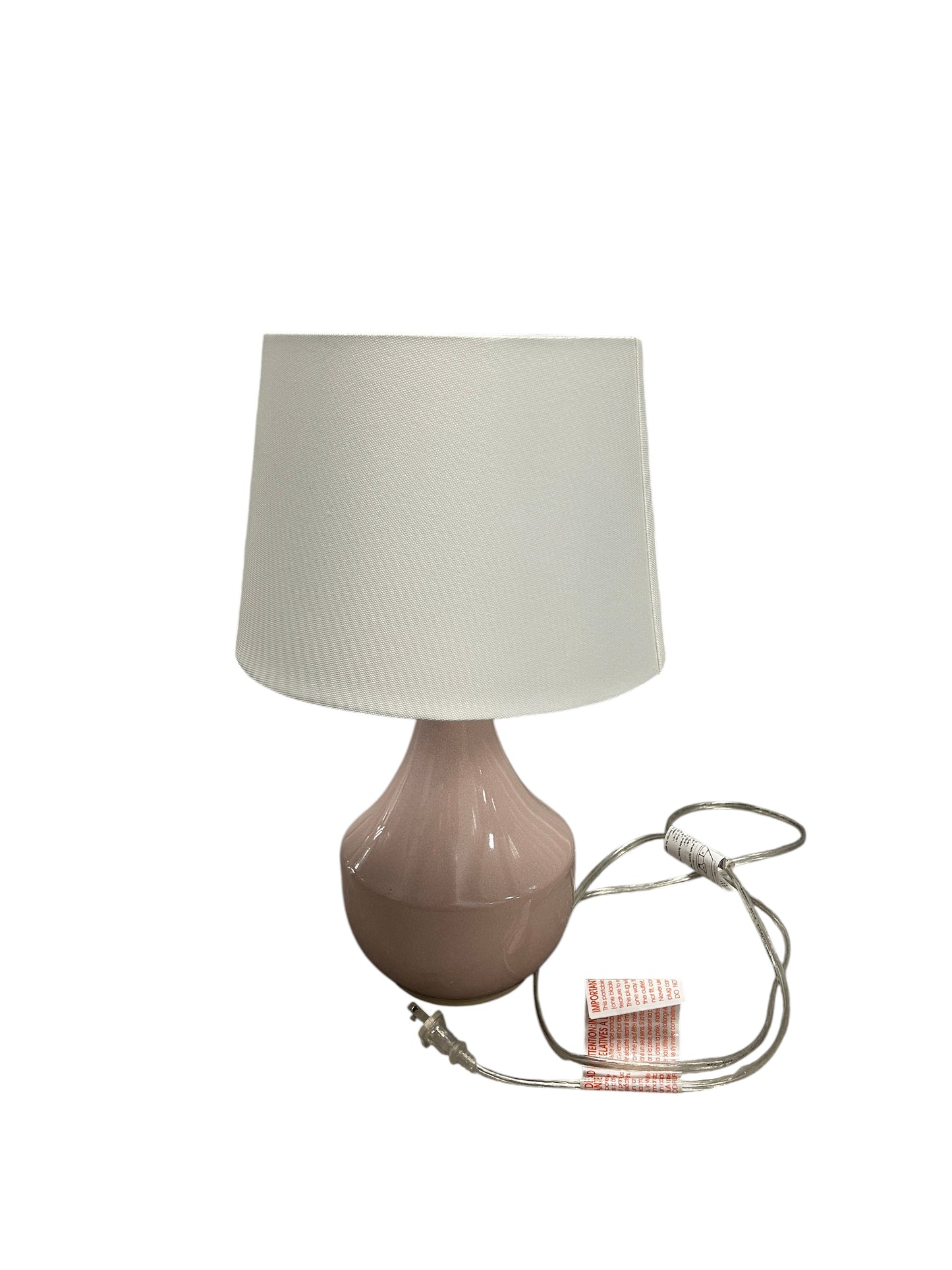 Set of 2 light pink Target lamps with white shades.