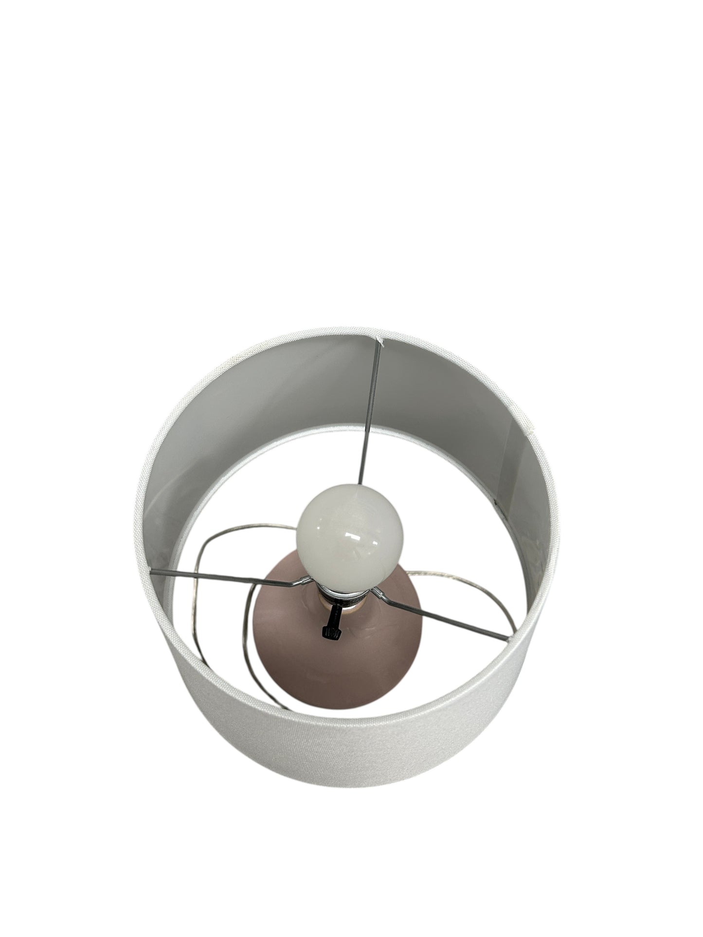 Set of 2 light pink Target lamps with white shades.