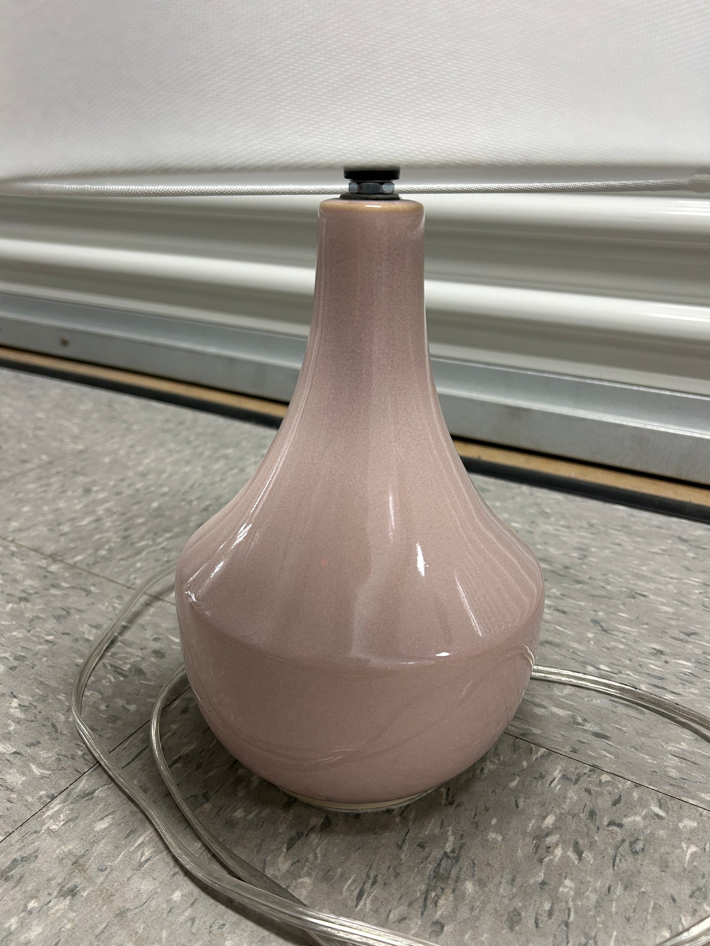 Set of 2 light pink Target lamps with white shades.