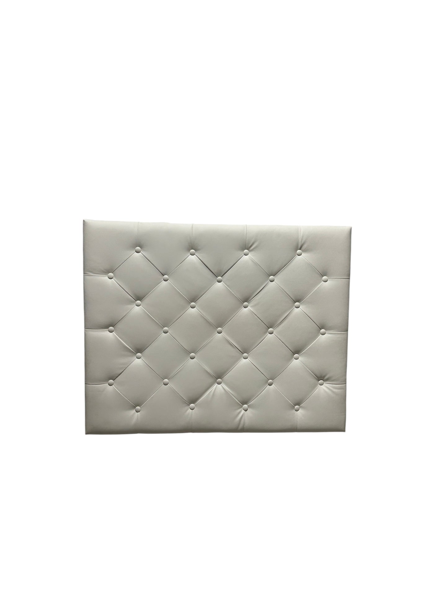 Dormify white twin headboard with faux leather and a charging outlet.