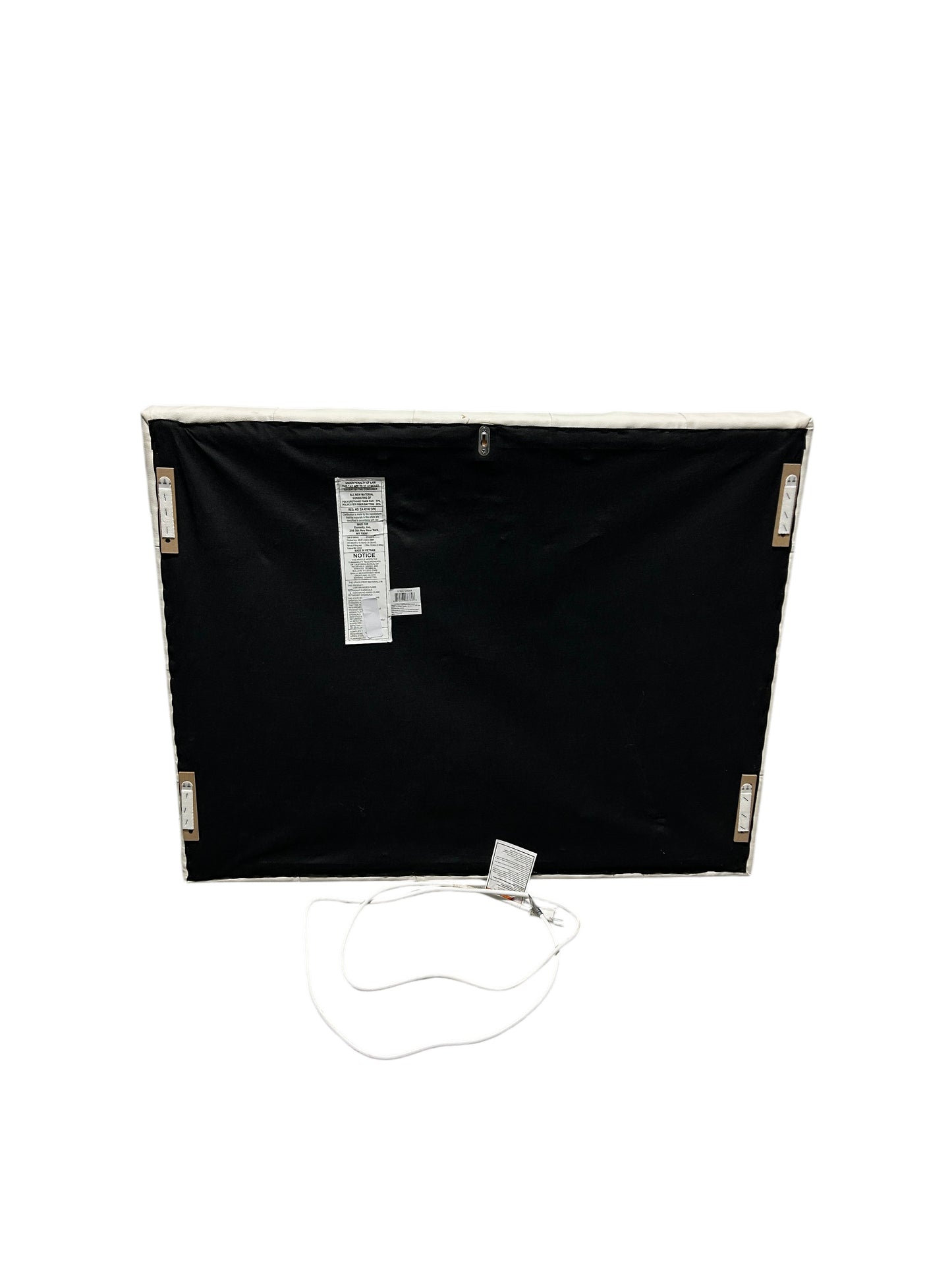 Dormify white twin headboard with faux leather and a charging outlet.