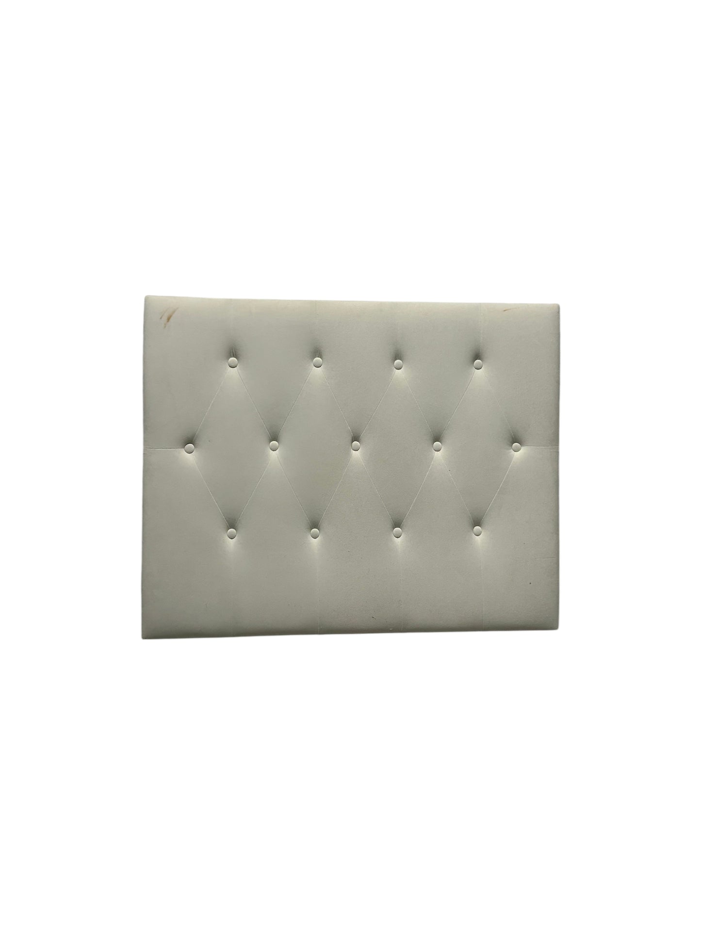 Cream velvet twin headboard with charging port.