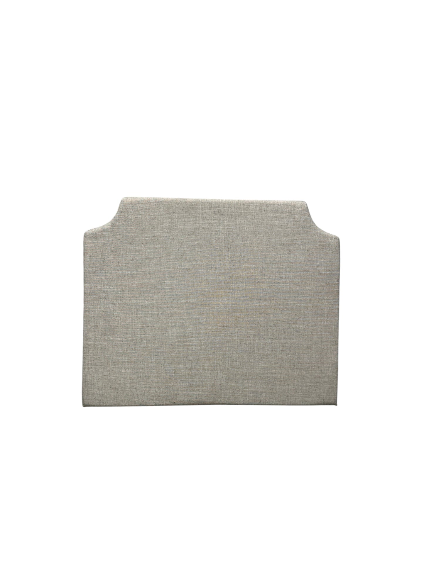 Beige twin headboard with curved notched corners.