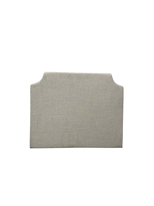 Beige twin headboard with curved notched corners.