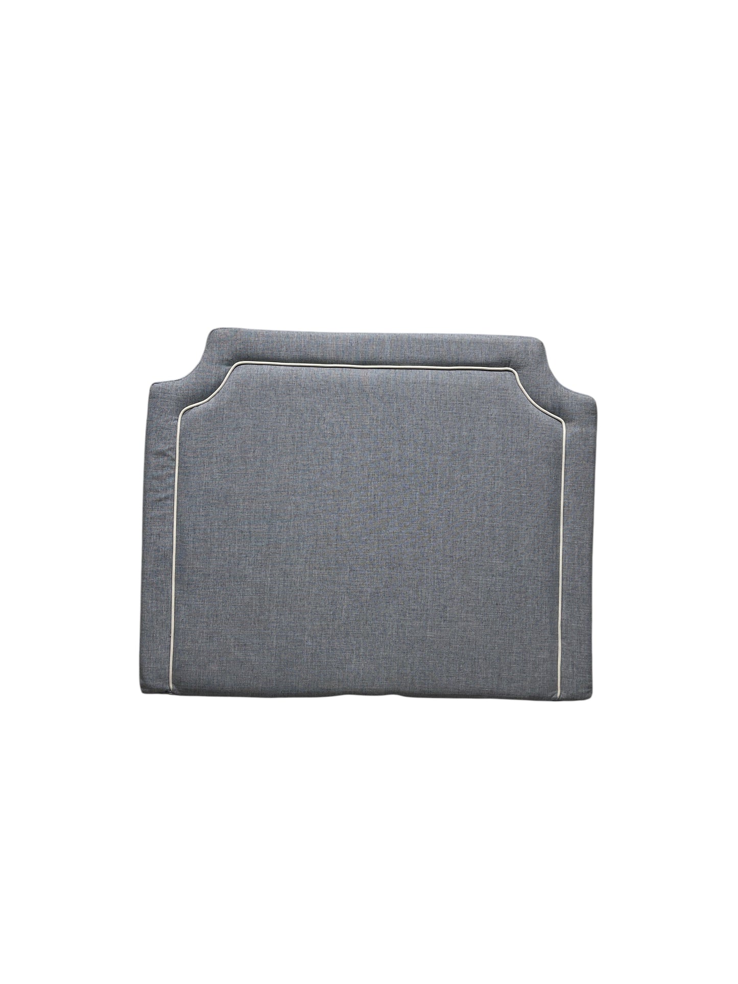 Pottery Barn Teen blue twin headboard with white piping and charging port.