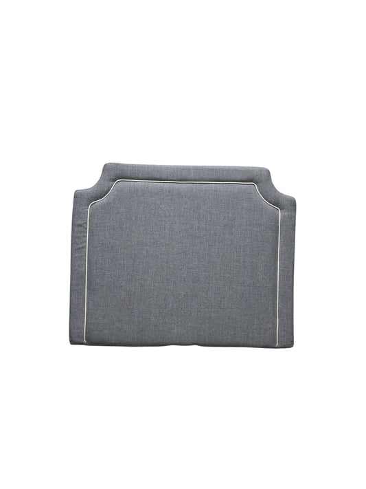 Pottery Barn Teen blue twin headboard with white piping and charging port.