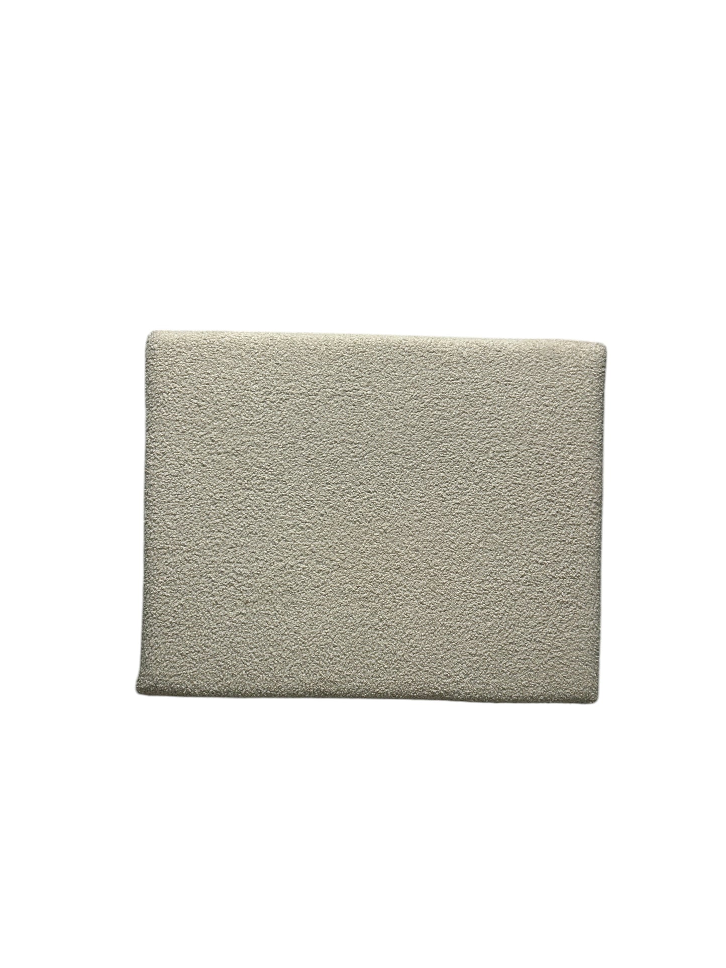 Cream twin headboard with yarn fabric and charging outlet.