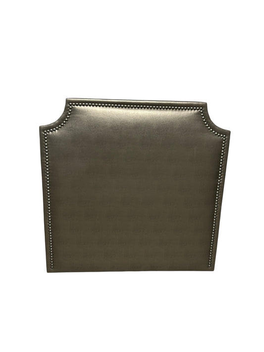 Bronze Dorm Decor twin headboard with silver buttons and attachable legs.