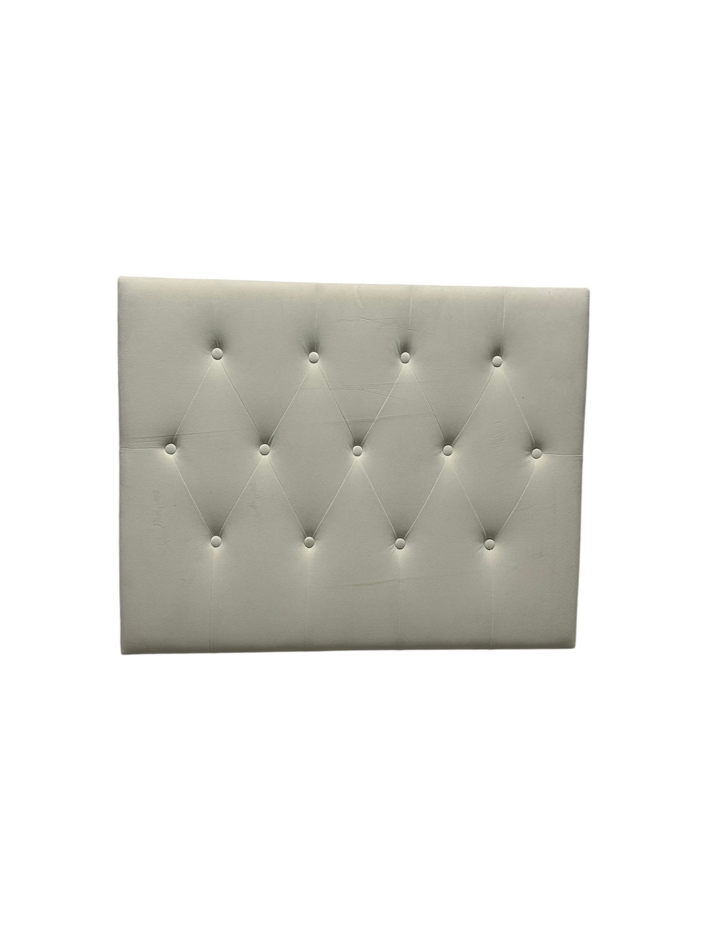 Cream velvet twin headboard with charging port.