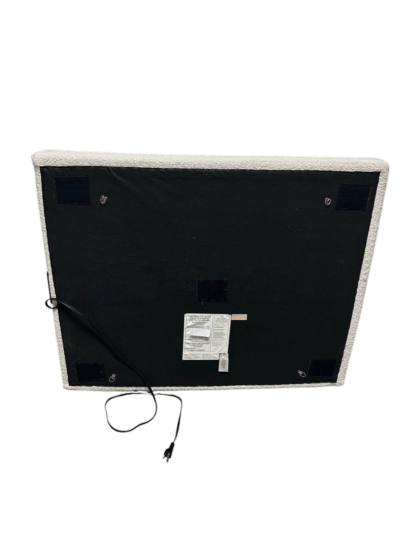 Pottery Barn Teen white twin headboard with charging port.