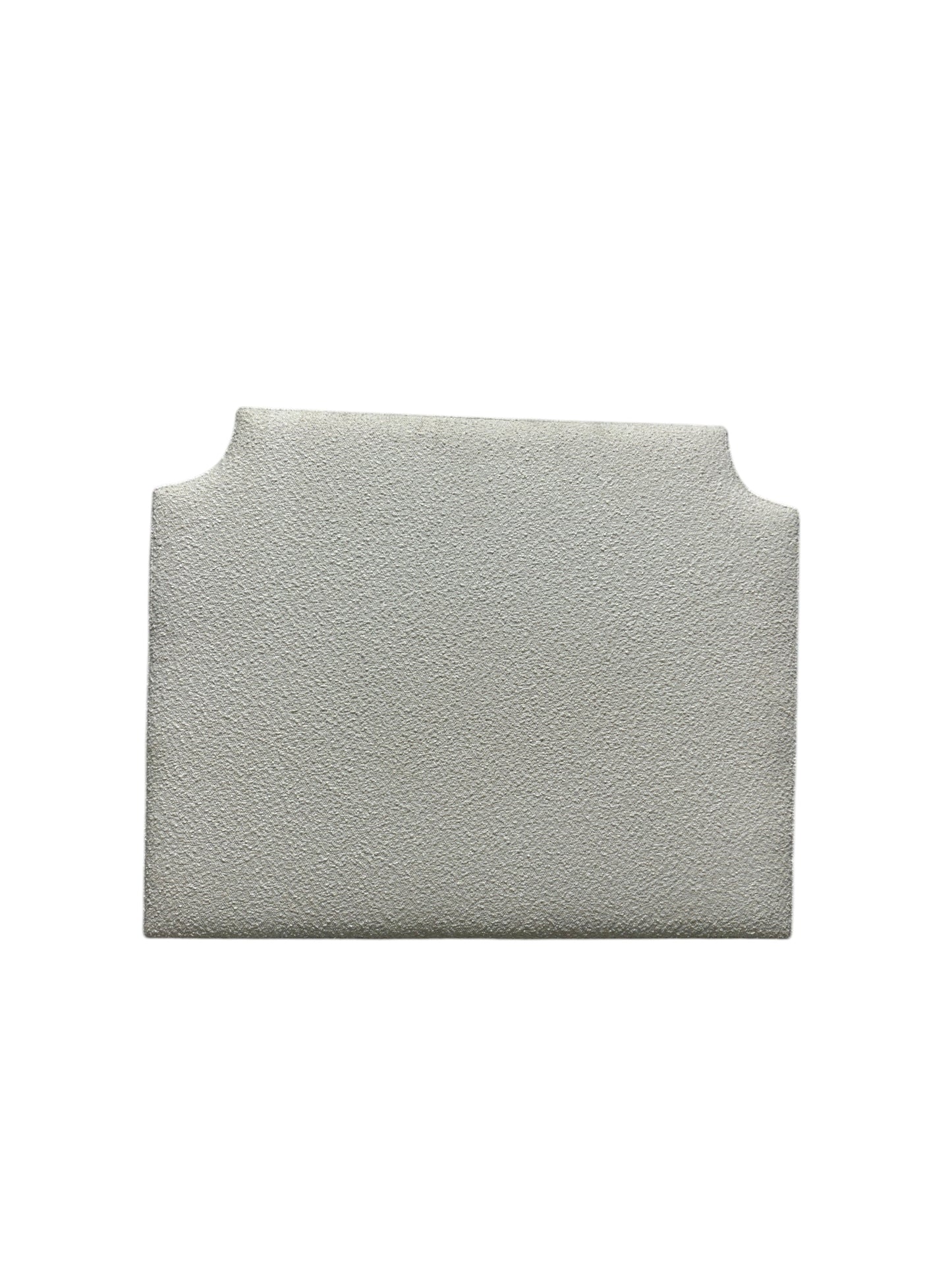 Dormify white twin headboard with bouclé fabric and a charging outlet.