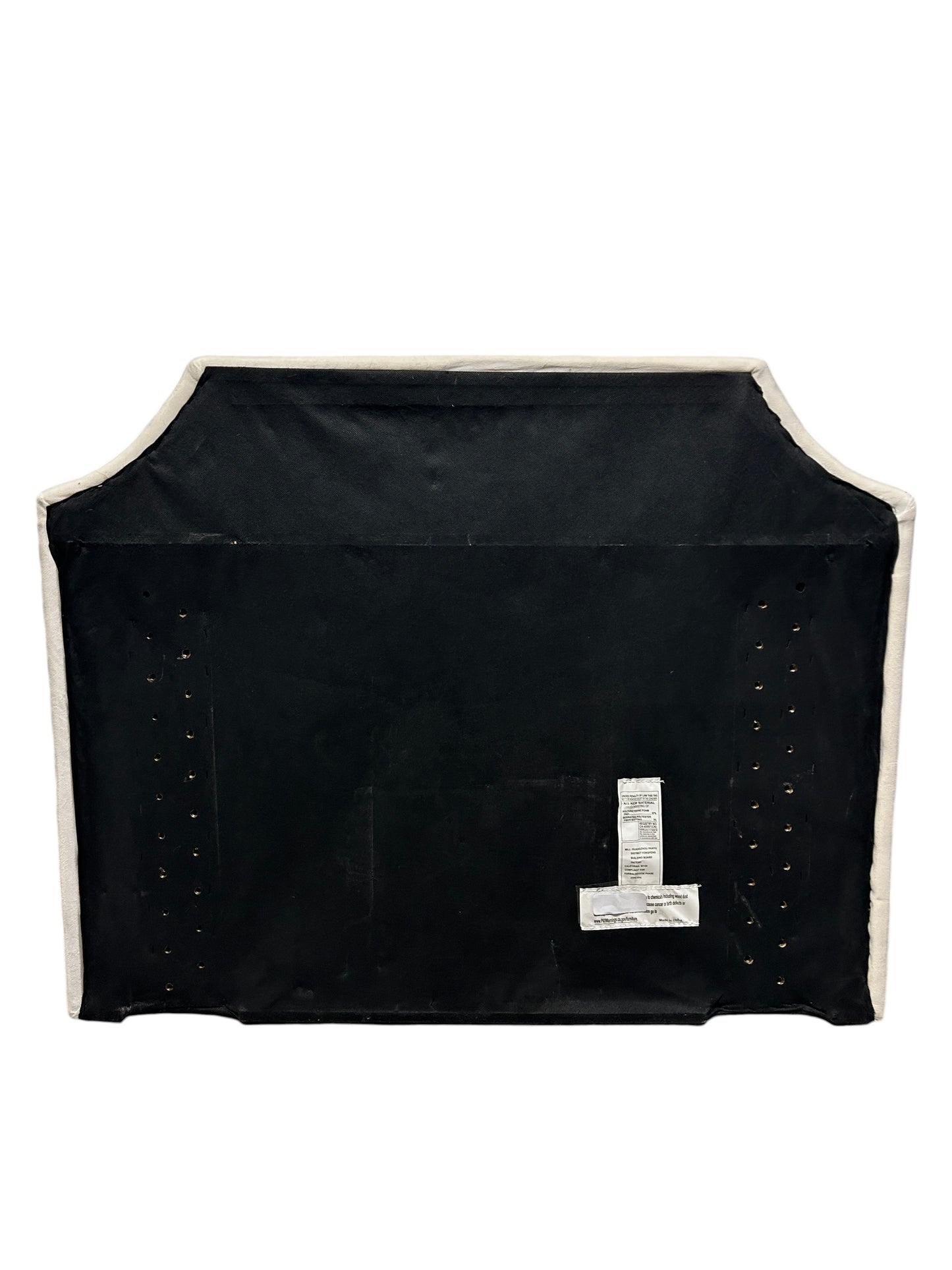 Cream velvet twin headboard with silver buttons.