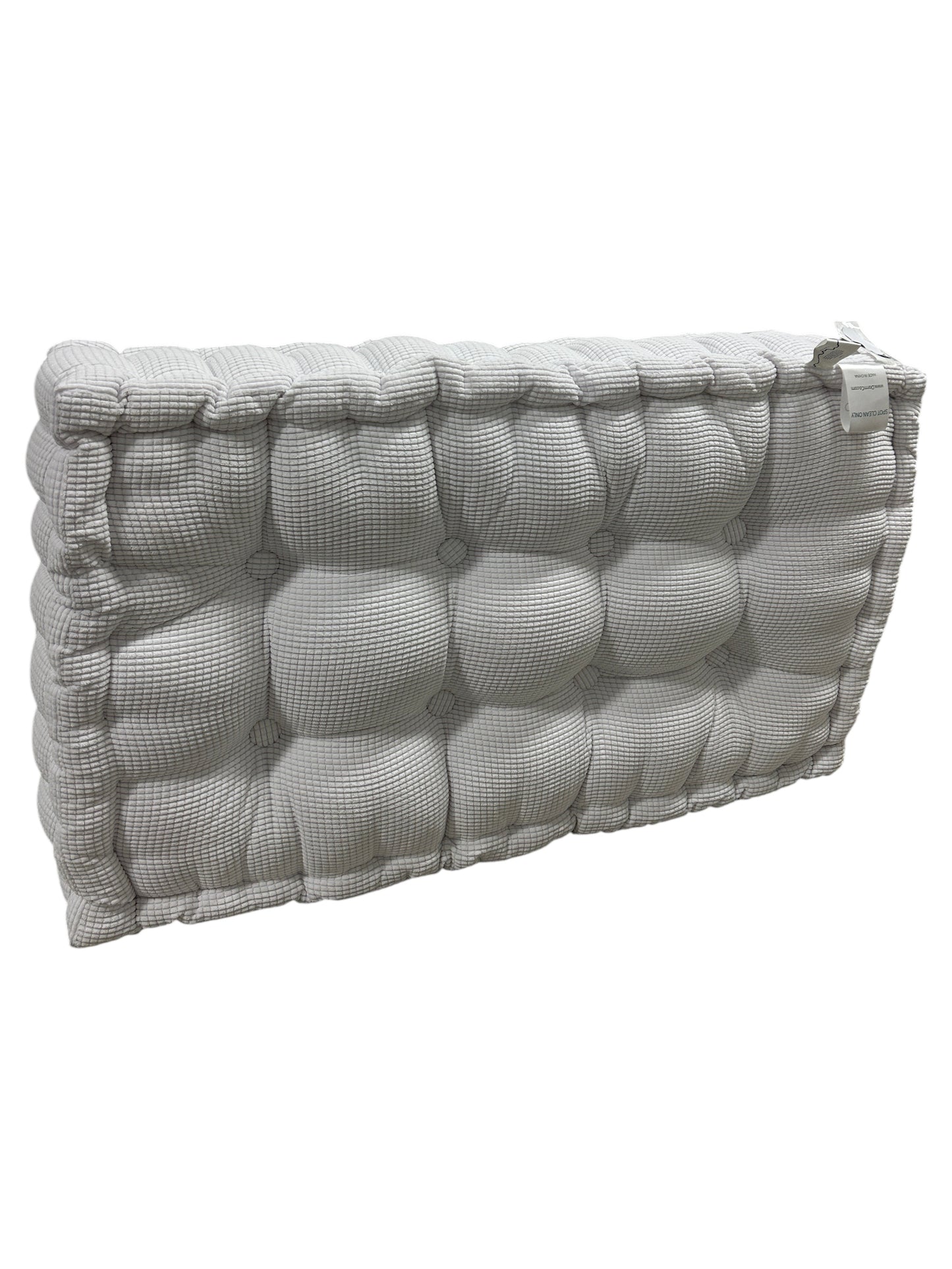 DormCo gray ultra thick ruffed college headboard.