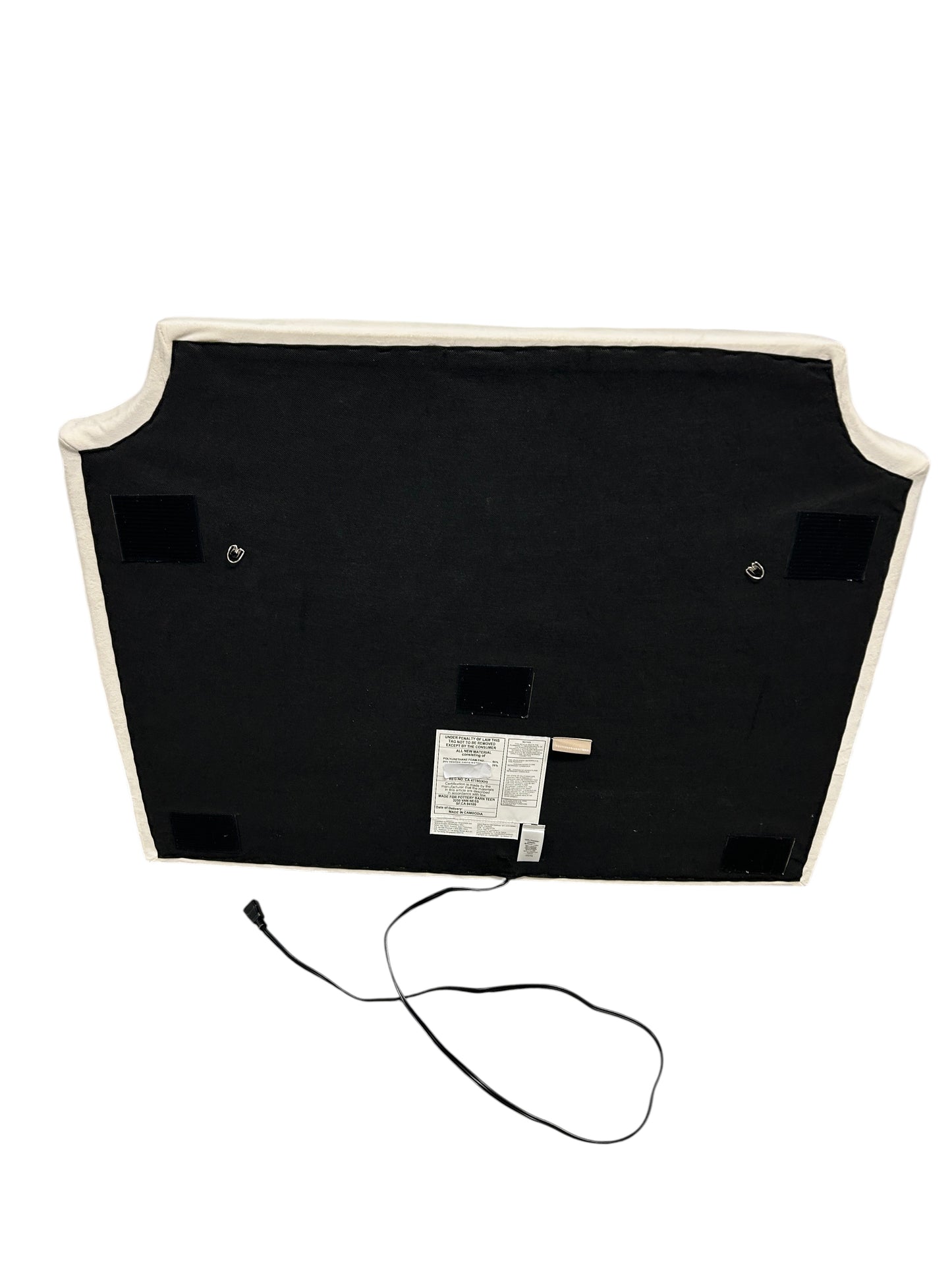 Pottery Barn Teen white twin headboard with charging port.
