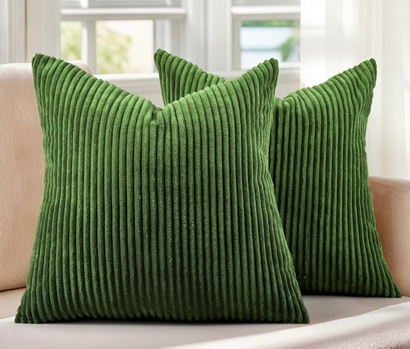 Set of 4 green pillows.