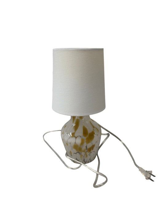 Glass khaki finish accent lamp.