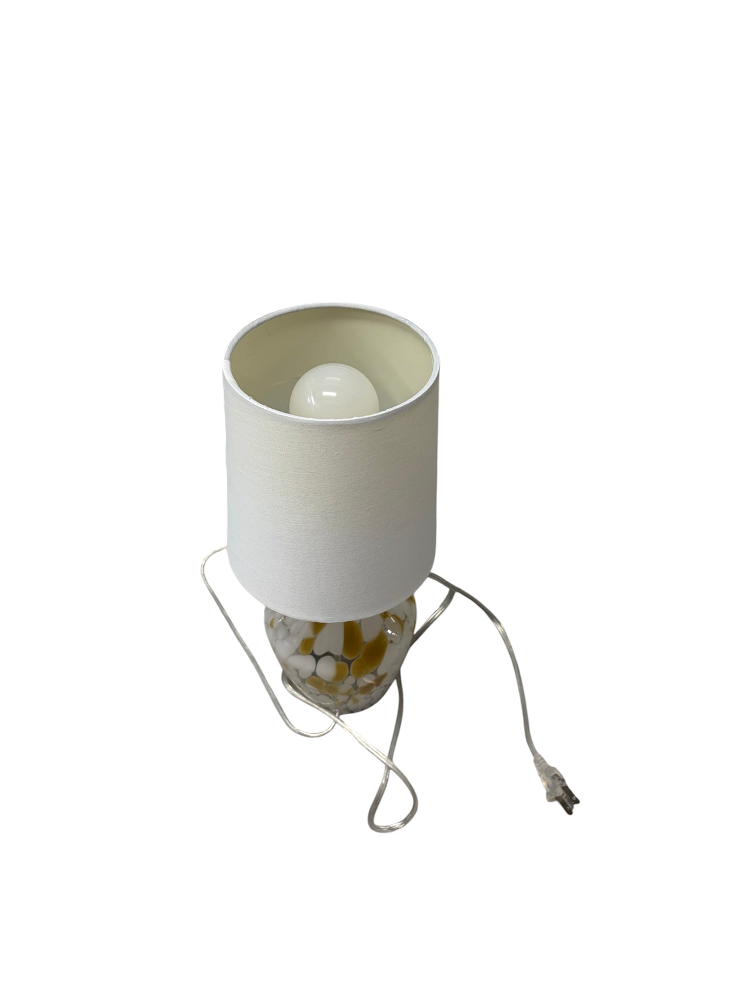 Glass khaki finish accent lamp.