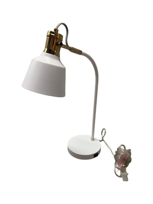 Pottery Barn Teen white and gold desk lamp.