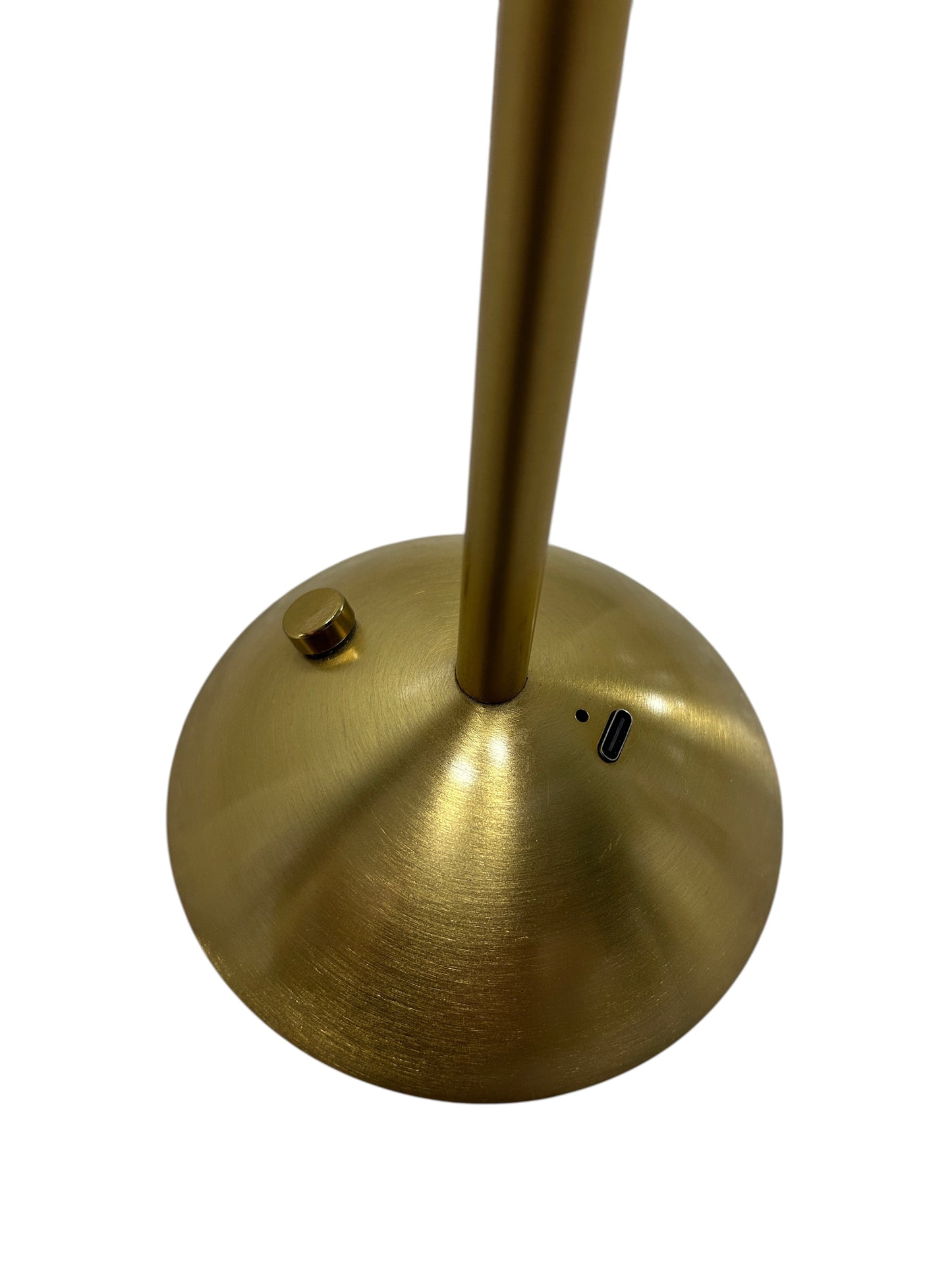Gold wireless woven table light.