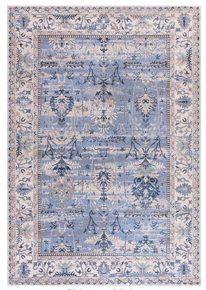 5 x 7 machine washable blue rug.