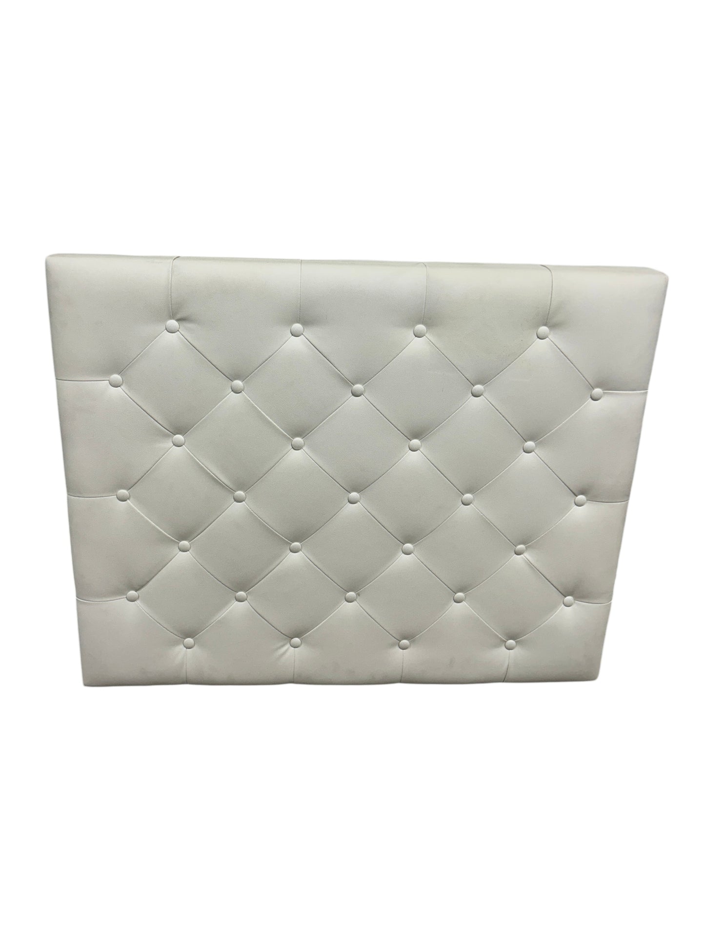 White twin headboard with faux leather and a charging outlet.