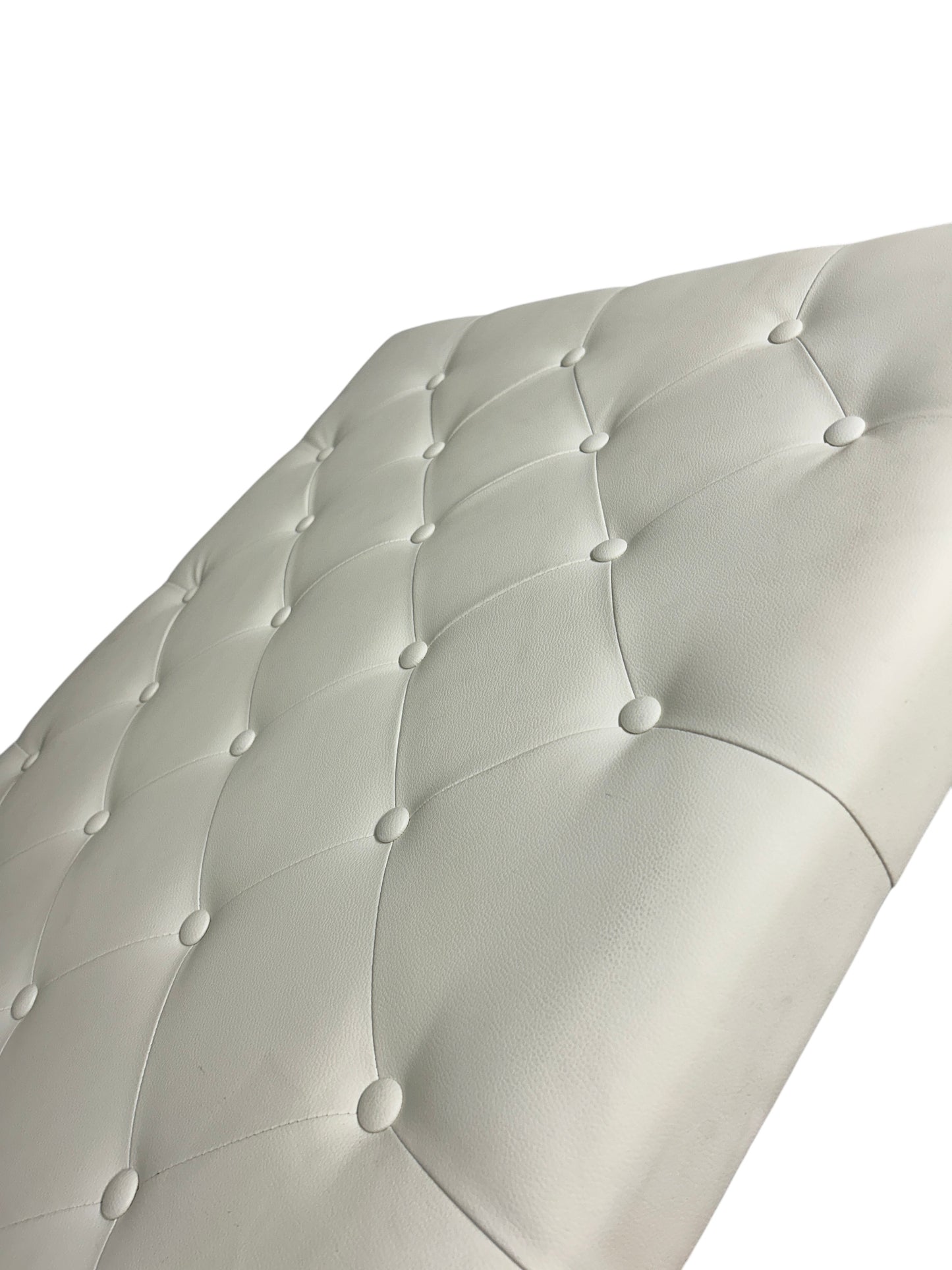 White twin headboard with faux leather and a charging outlet.