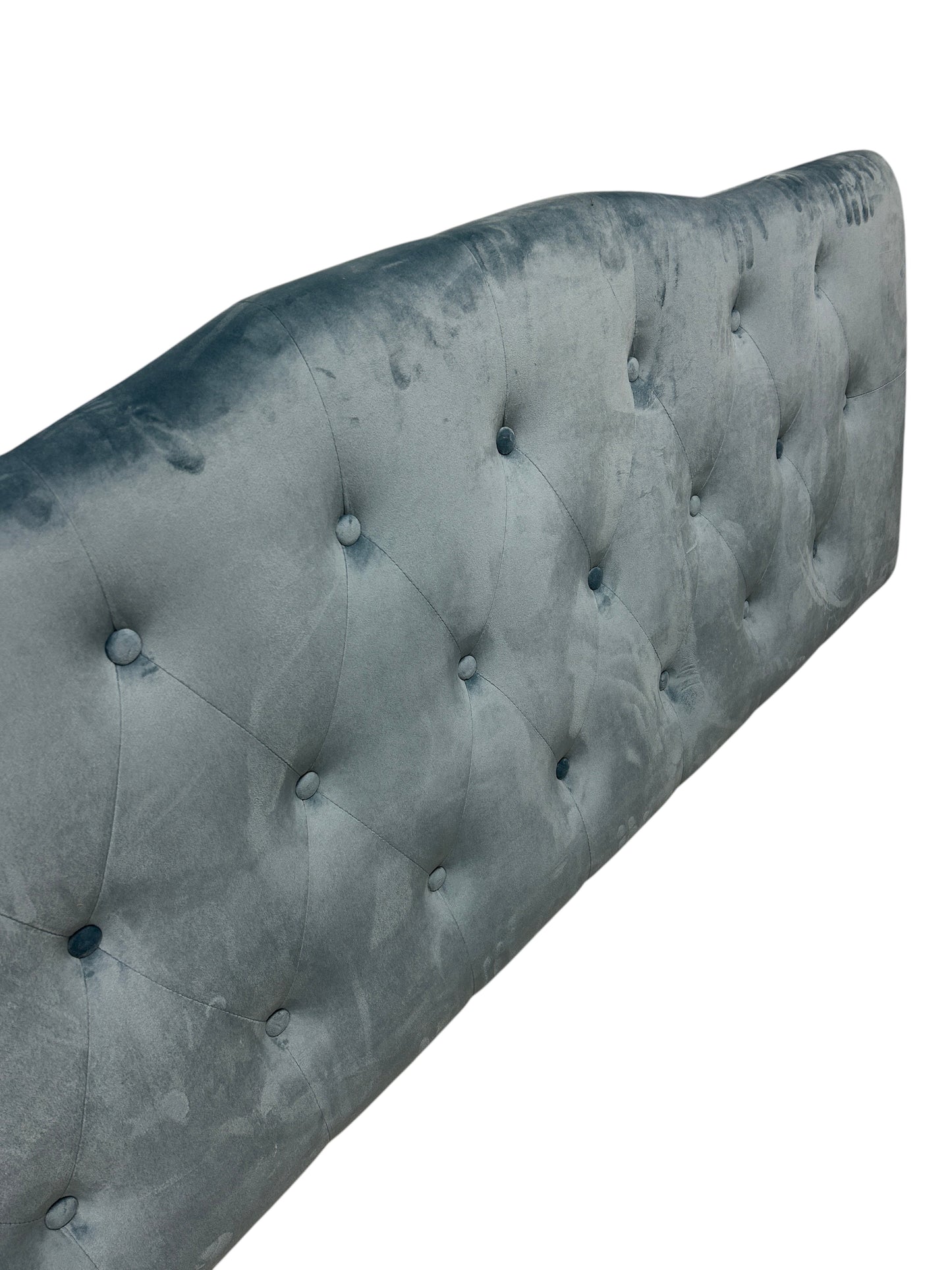 Blue queen velvet Modway headboard.