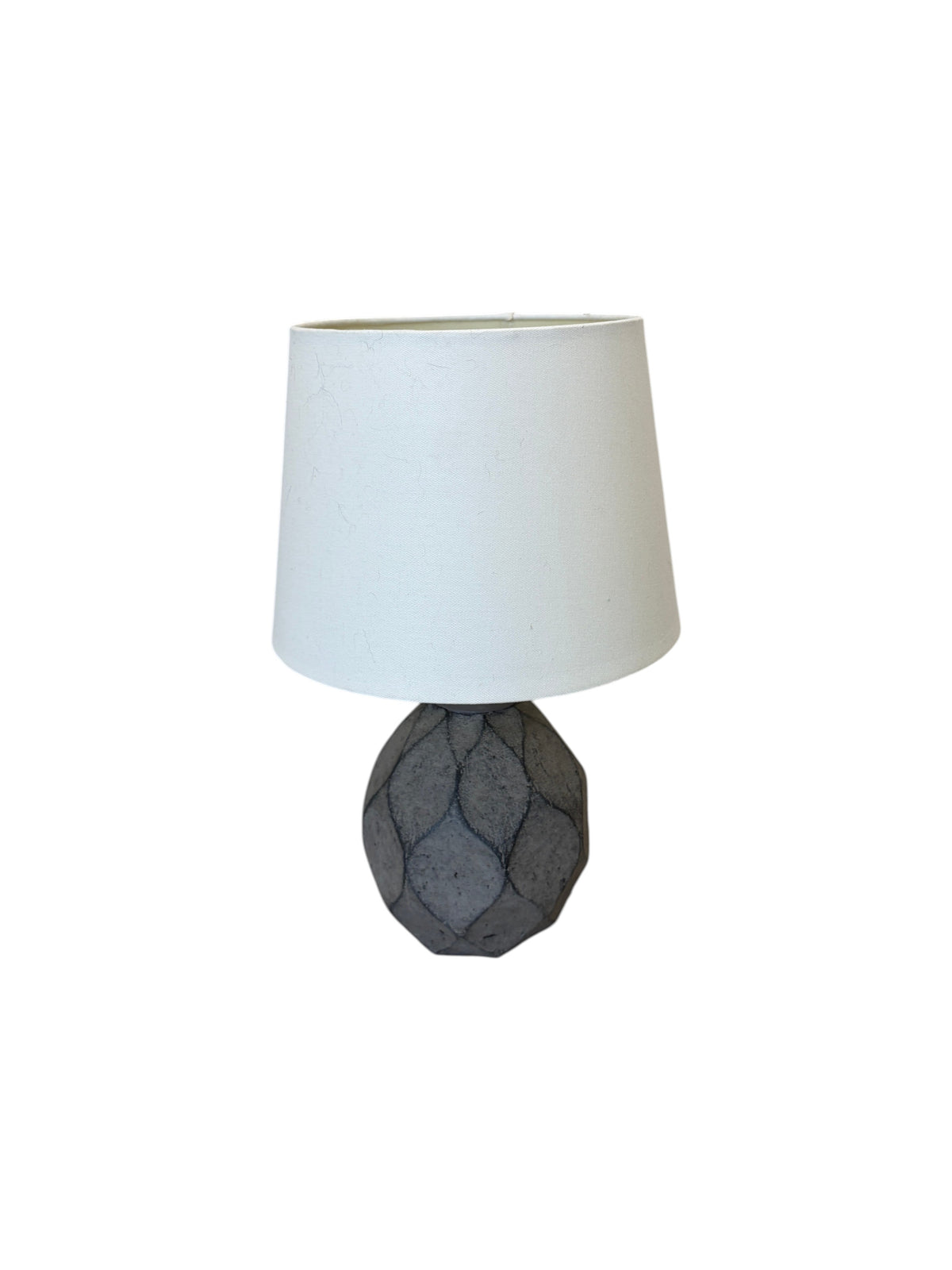 Dark gray textured ceramic table lamp.