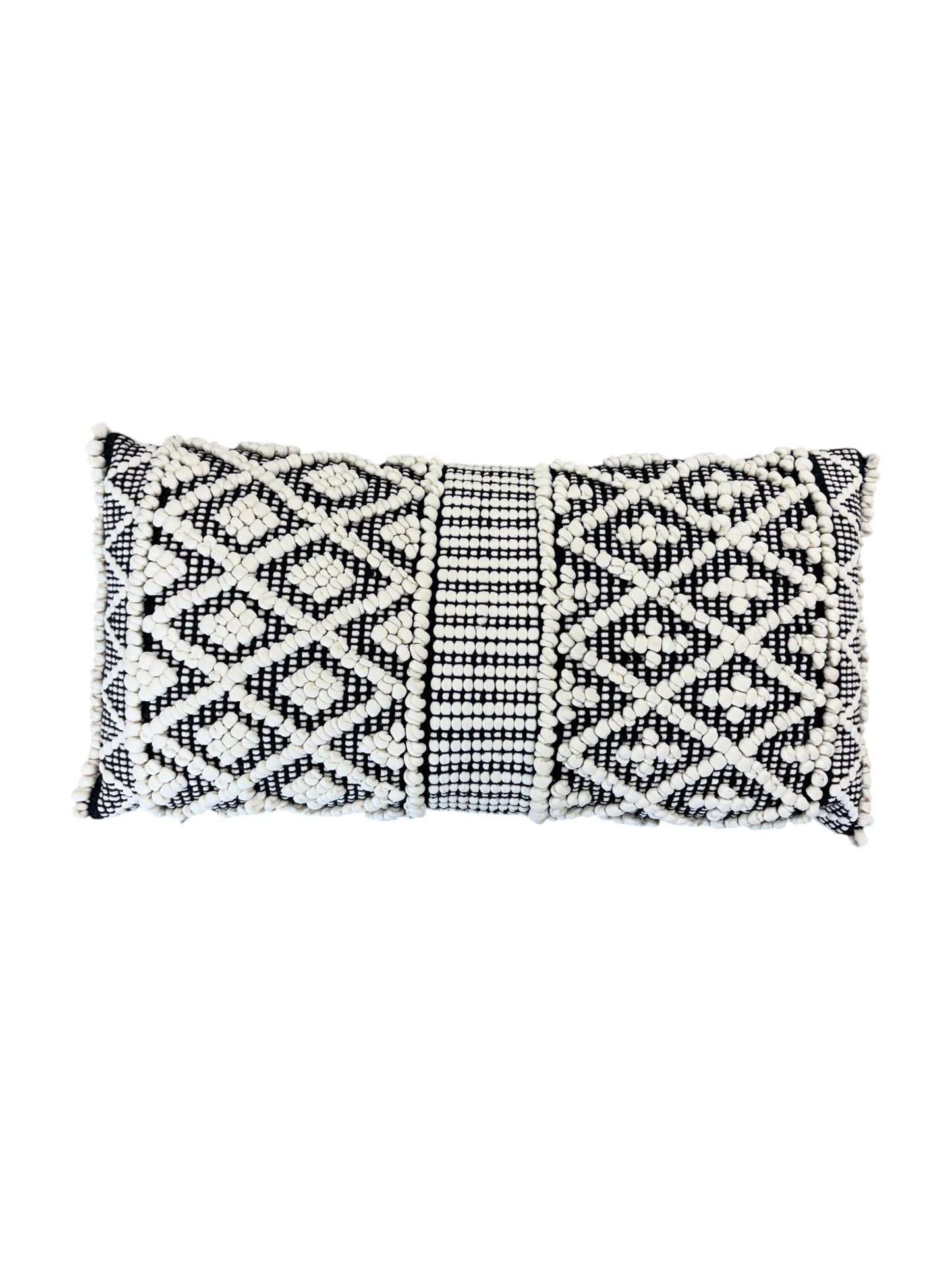 Black and white rectangular throw pillow.