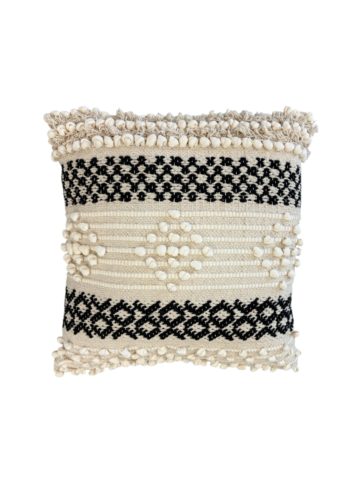 Black and white square throw pillow.