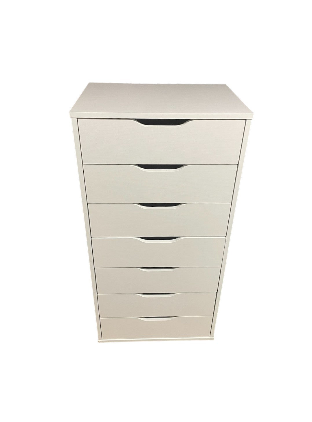 White wooden 7 drawer storage drawer.