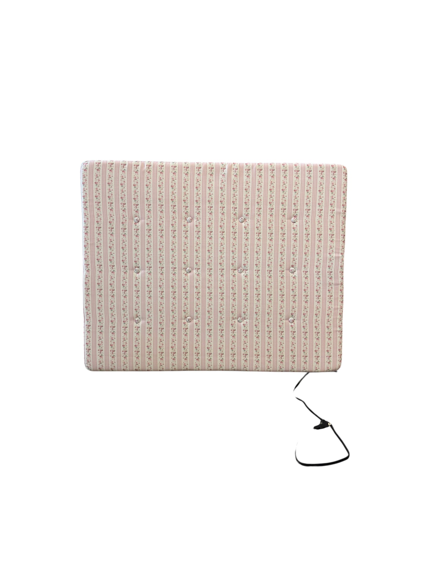 Pottery Barn Teen x LoveShackFancy pink floral twin headboard with charging port.