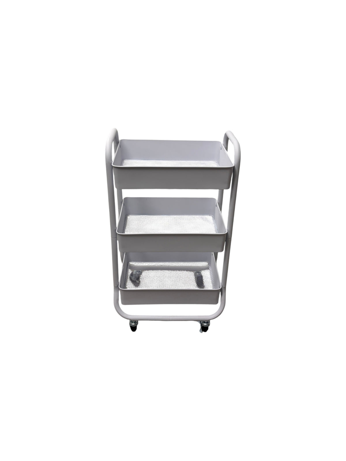 3 tier white metal utility cart.