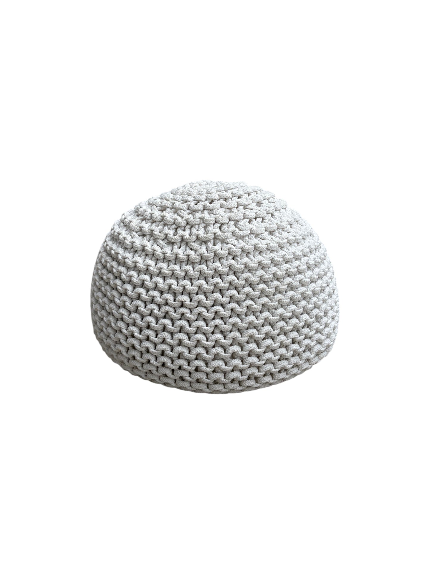White round pouf ottoman.