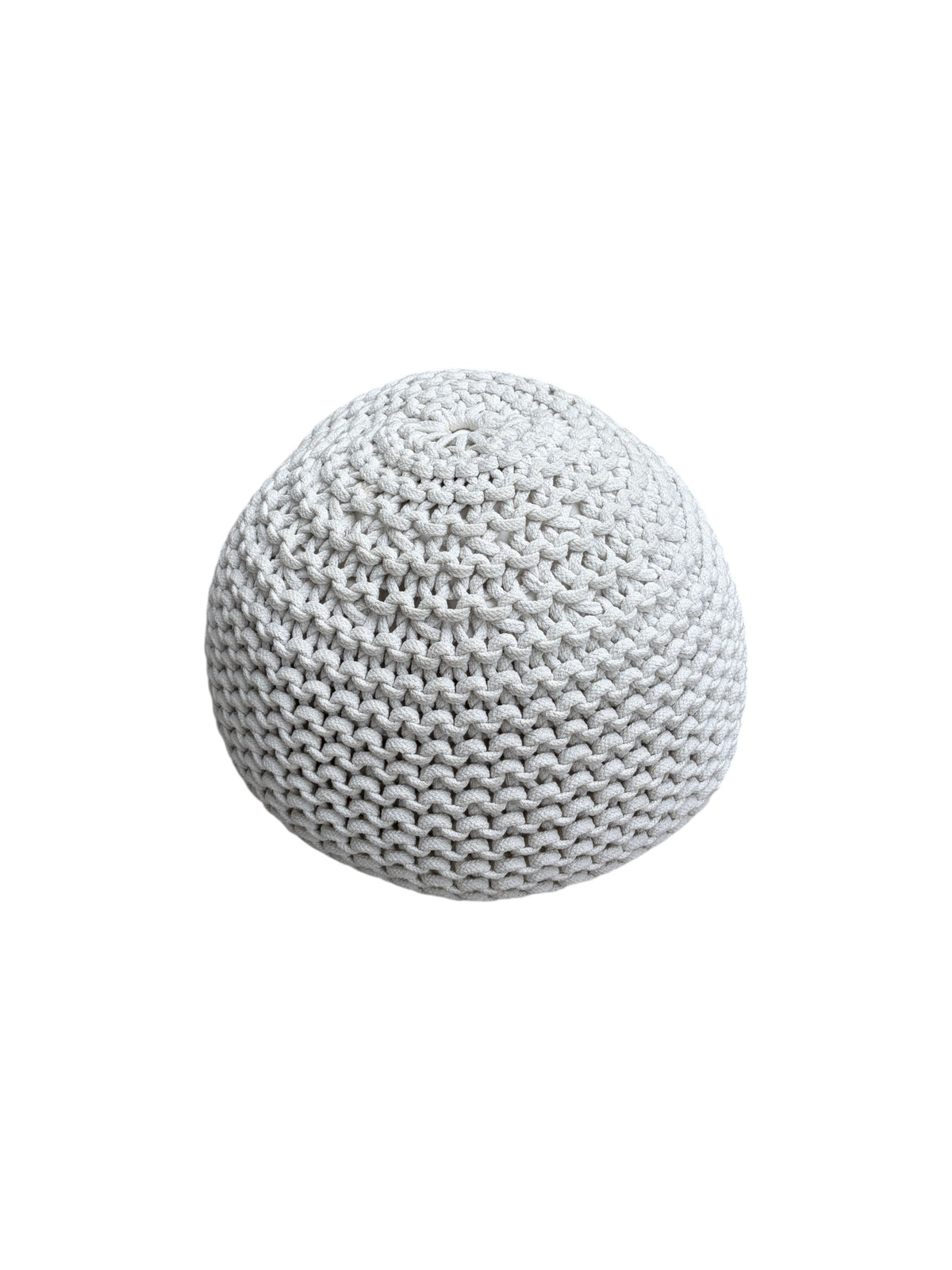 White round pouf ottoman.