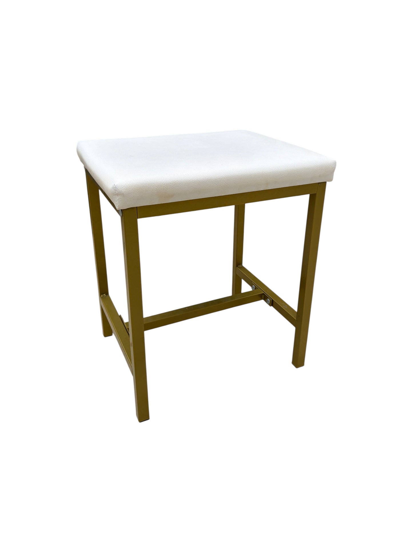 White and gold makeup vanity stool.