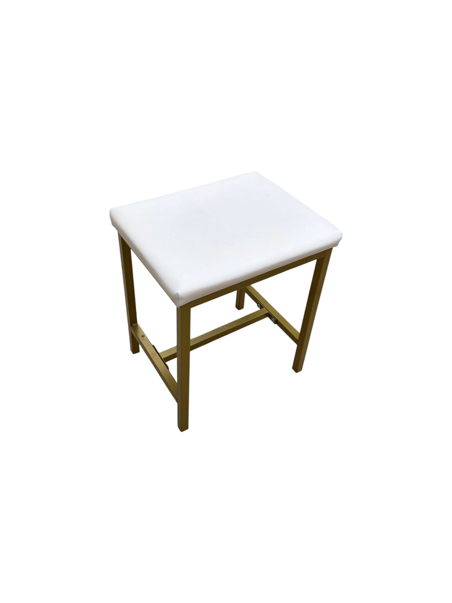 White and gold makeup vanity stool.