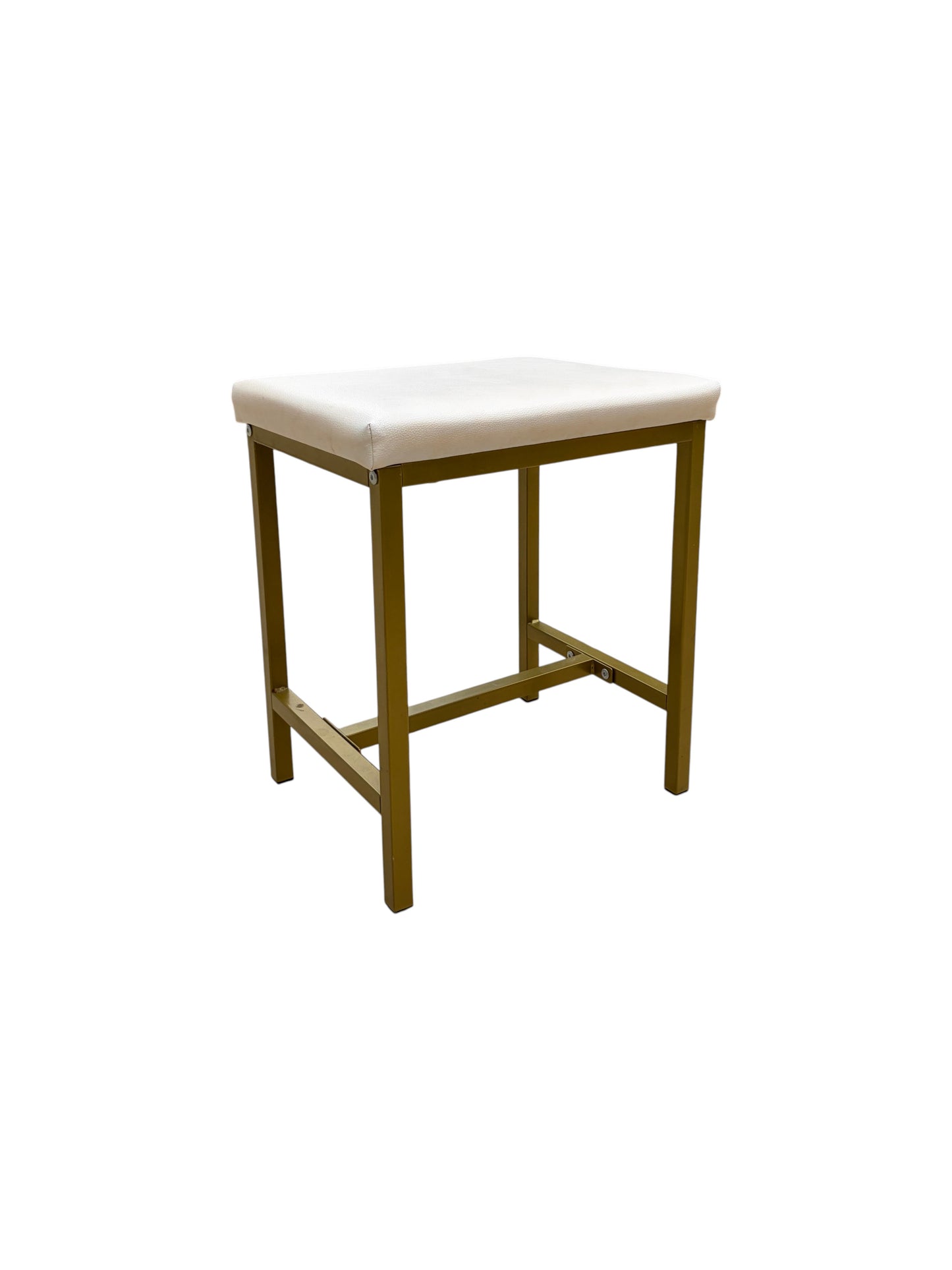 White and gold makeup vanity stool.