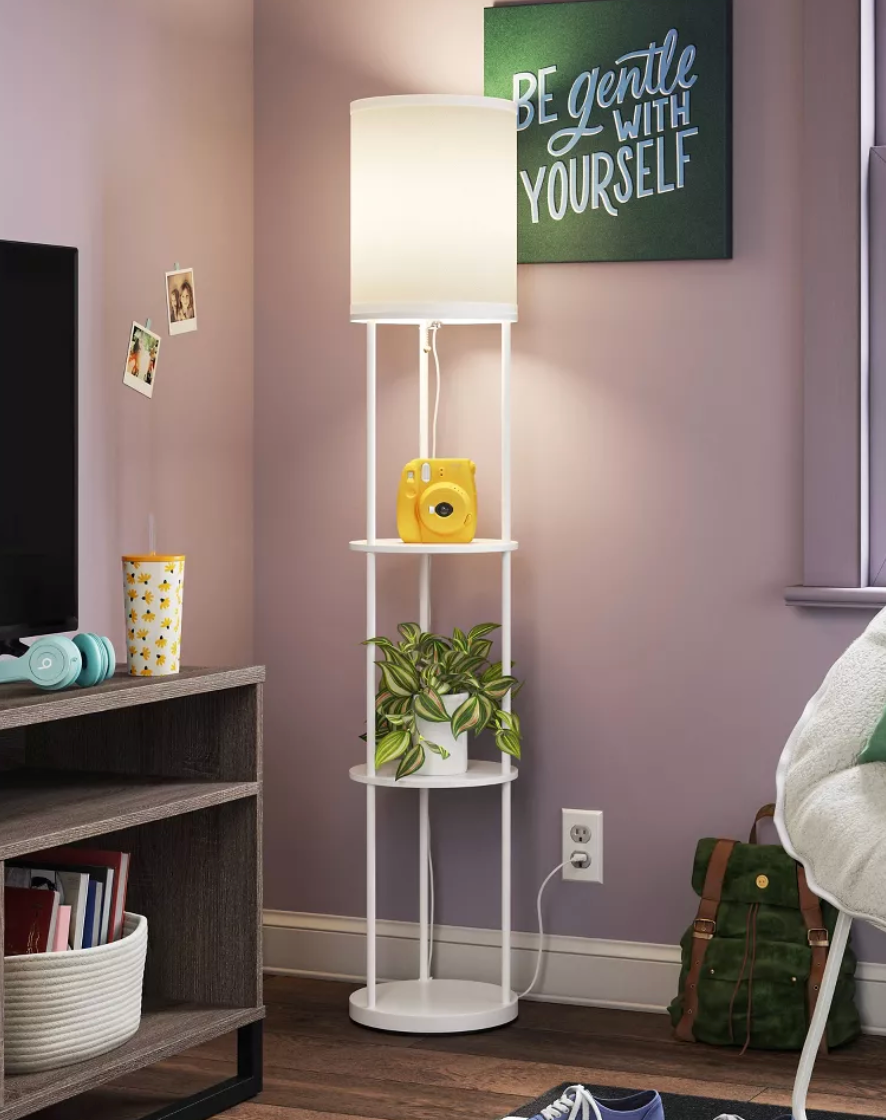 Target white shelf floor lamp.
