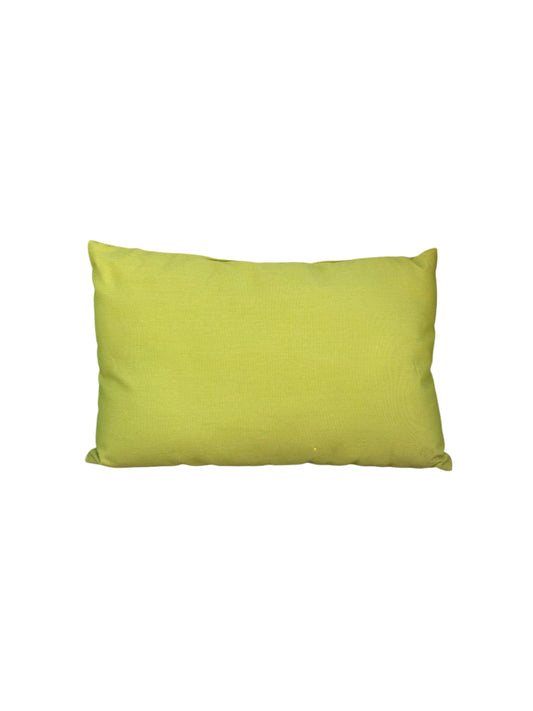 Rectangular green throw pillow.