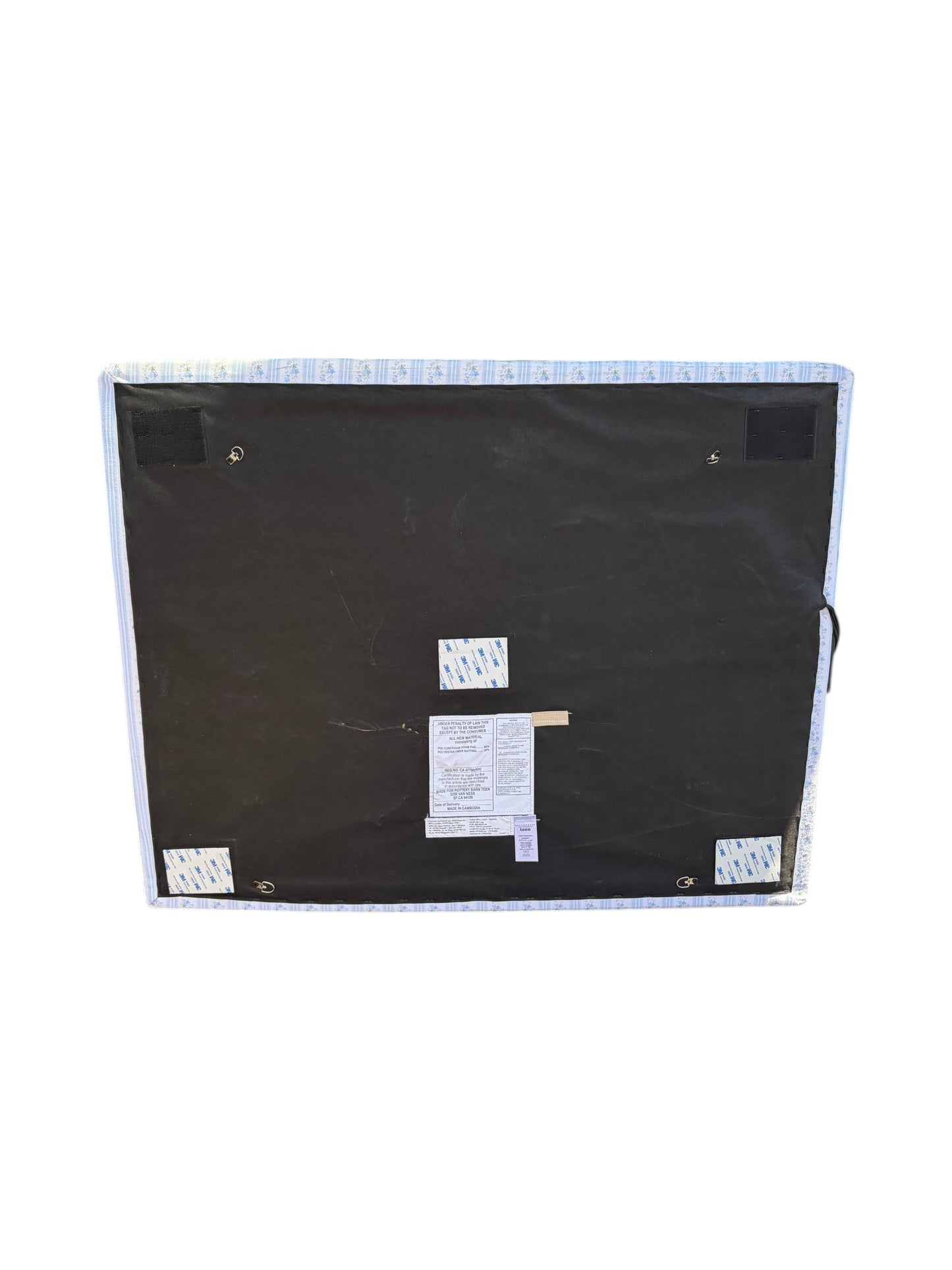 Pottery Barn Teen x LoveShackFancy blue floral twin headboard with charging port.